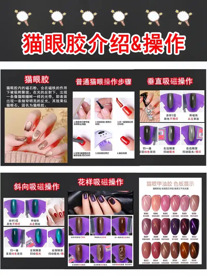 新手美甲入门教程|猫眼胶介绍&操作步骤#美甲 #猫眼美甲 # - 抖音