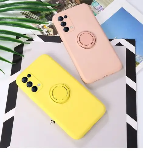 彩绘师 opporeno5手机壳女款支架reno5pro液态硅胶磨砂壳reno5带指环