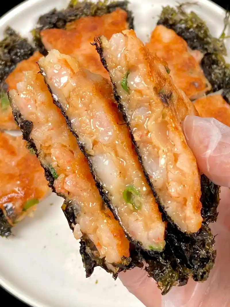 虾滑紫菜饼,吃一次就爱上了!