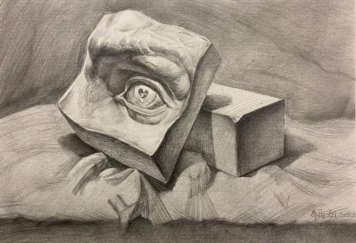 初一美术生的习作#素描#深圳美术中考 - 抖音