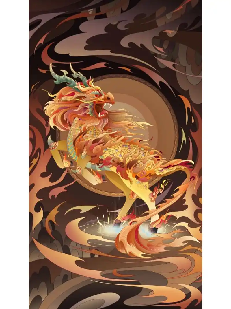 麒麟 | 绘画步骤 插画火麒麟绘画步骤 02020202020202