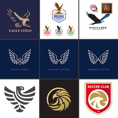 老鹰雄鹰翅膀logo图标ai矢量设计素材