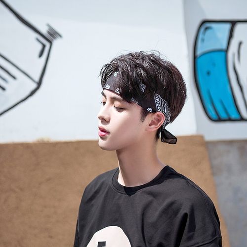 带束头带发箍头饰宽边字母发卡发饰头套儿童头箍健身头带男 黑色方巾