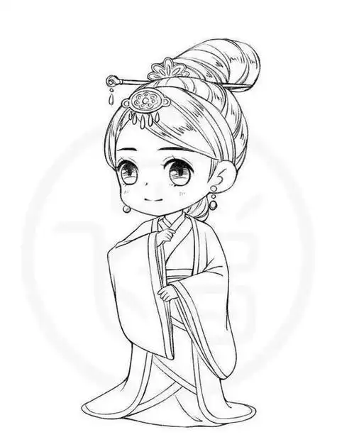 古风少女简笔画12星座古风少女简笔画