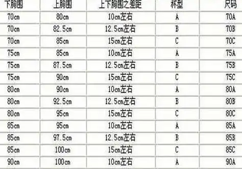 5cm,c罩杯是15cm,而d罩杯是17.5cm,这个数字是由胸围减下胸围得到的