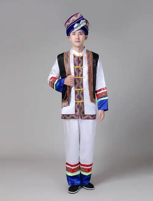 新款苗族演出服装男少数民族表演服装土家族瑶族壮族彝族表演服装