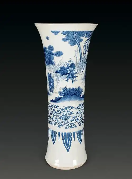 【明崇祯 青花人物花觚】拍卖品_图片_价格_鉴赏_明代青花瓷器_雅昌