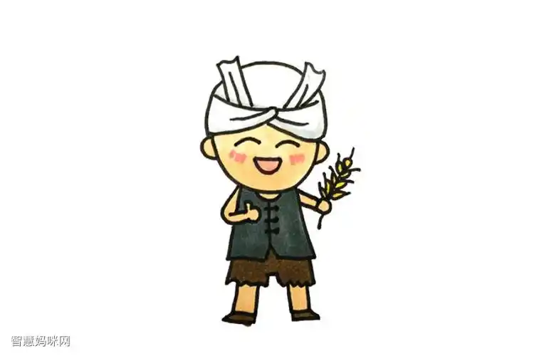 可爱的农民简笔画画法步骤