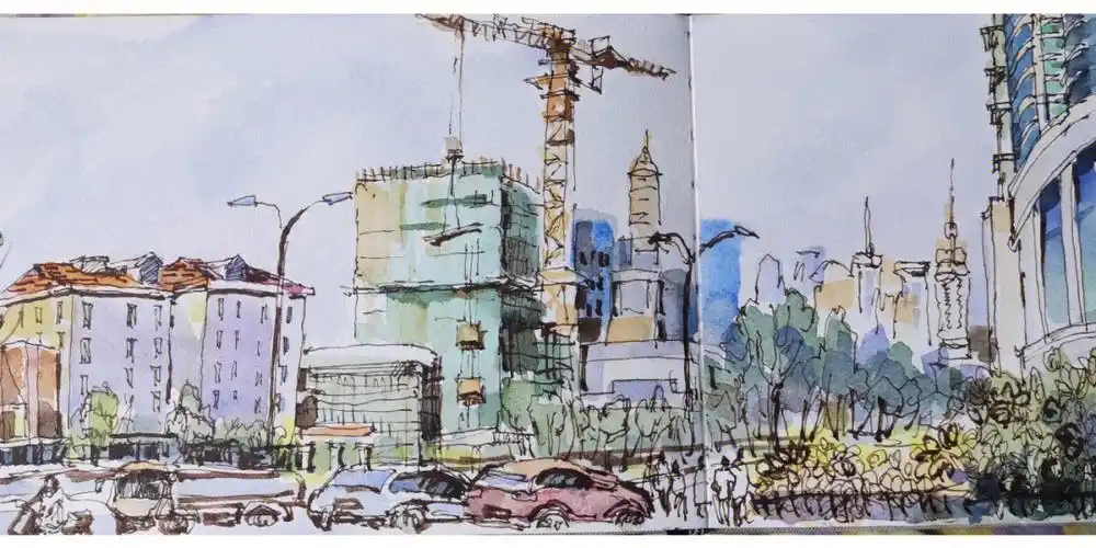 上海浦东同一个地方的两次写生