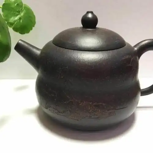 黑金砂葫芦紫砂壶,210ml