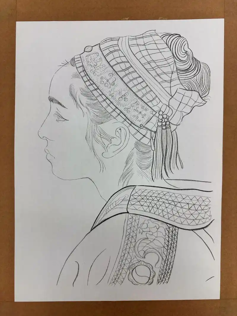 学生临摹何家英老师工笔人物画线稿 - 抖音