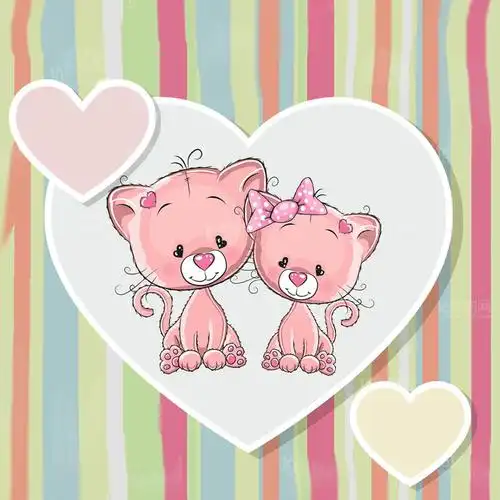 可爱的卡通动物情侣矢量