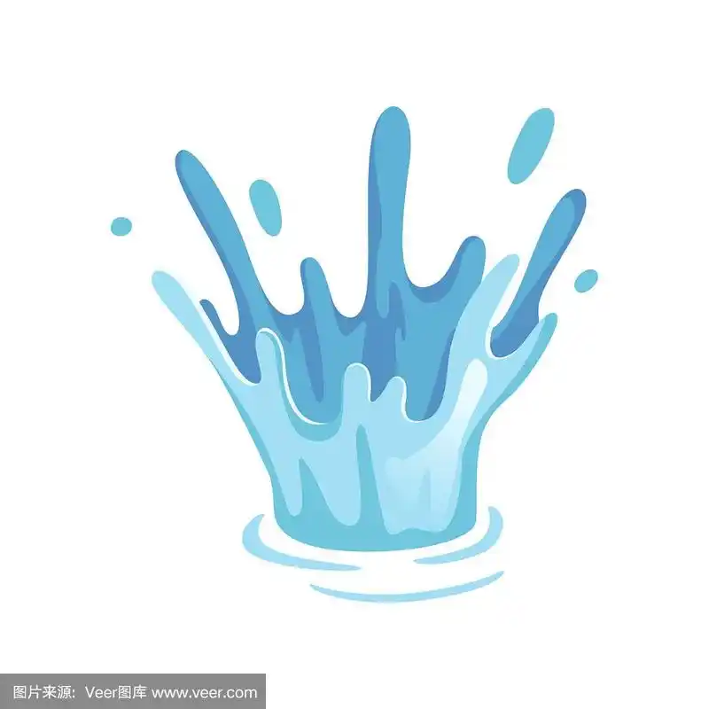 明亮的水花矢量插图上的白色背景