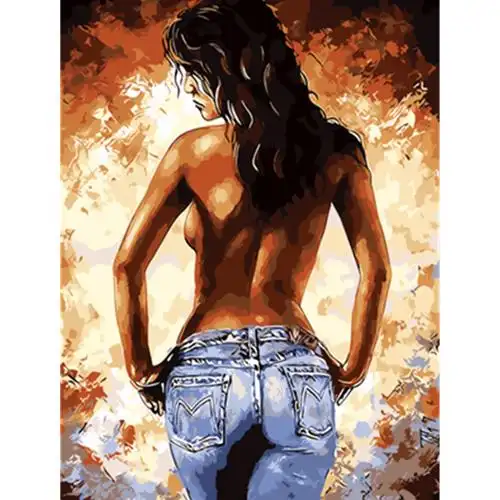 性感裸体女孩女人在画布上绘画套装成人 diy 定制手工制作的油画墙