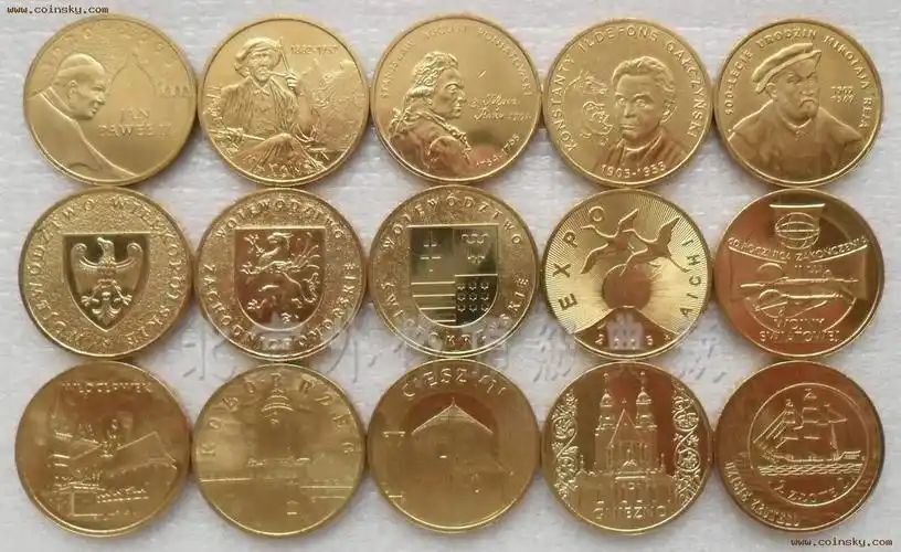 波兰2005年2兹罗提流通纪念币15种