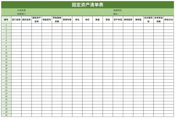 固定资产清单表v37