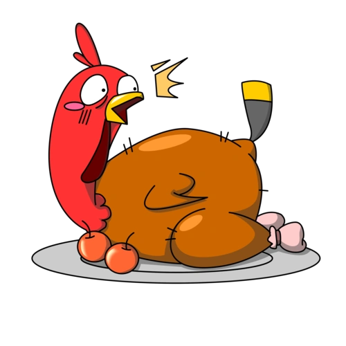 手绘感恩节美味烧烤火鸡卡通形象