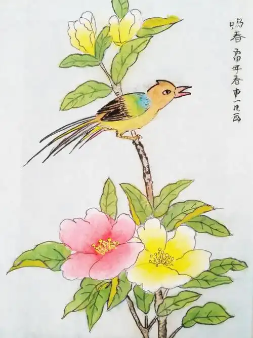 圆梦画室一部中级班2016年暑假第12周学生工笔花鸟画作品