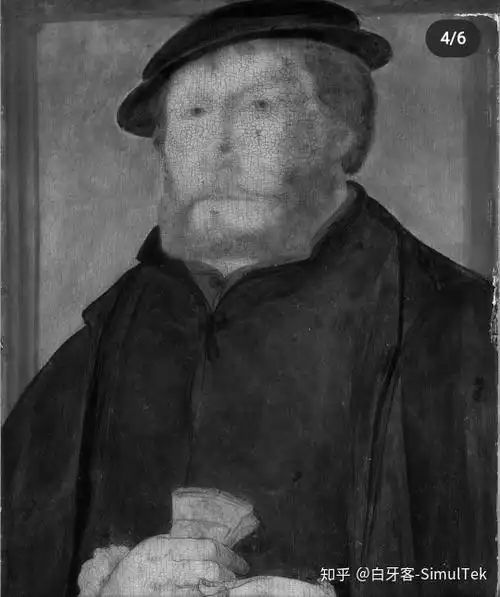油画红外成像分析之戴手套的男人16世纪老巴兹尔布鲁恩作品