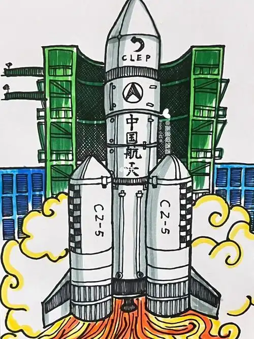 儿童画  #火箭发射