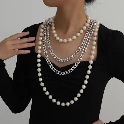 珍珠项链长款优雅图片