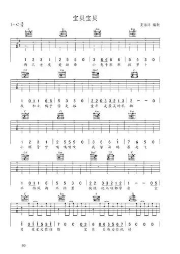 《宝贝宝贝 夏海洋编配》吉他谱
