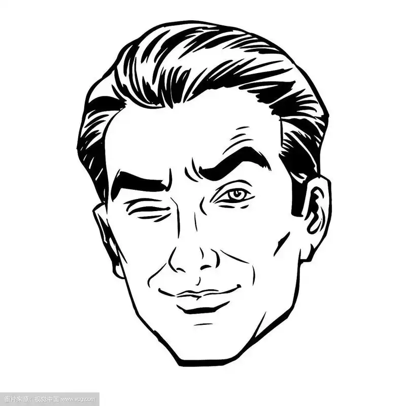 画这个人眯着眼睛,用一只眼睛盯着看