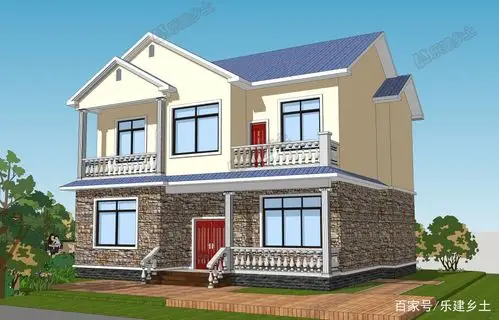 色彩清新靓丽,12乘10米二层乡村小洋楼设计