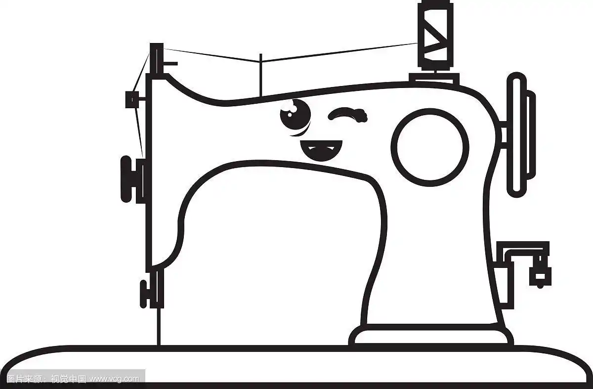 缝纫机漫画人物孤立图标