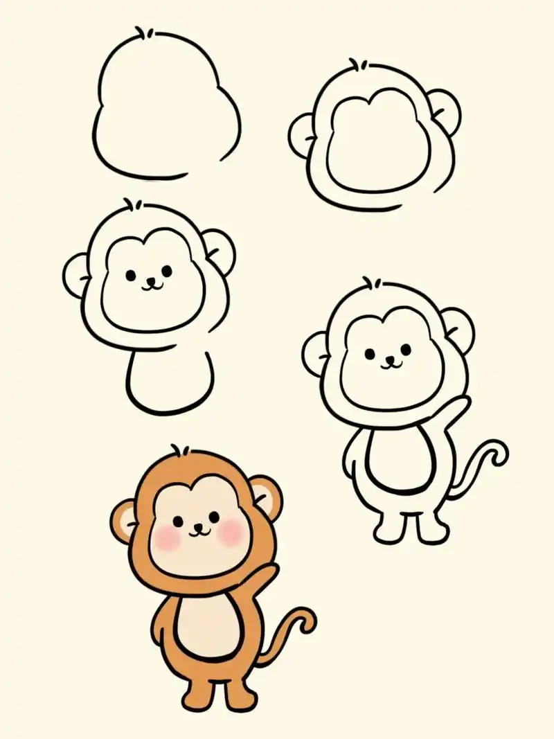 猴子 简笔画 🐒🐒🐒