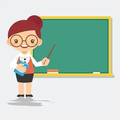 female teacher at blackboard