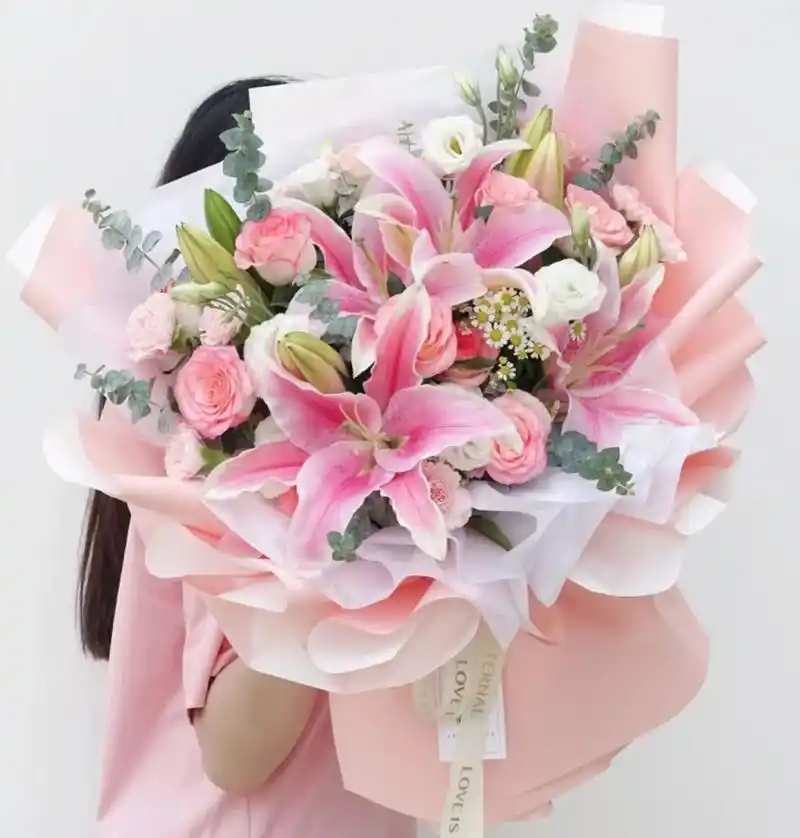 9795百合花束#向日葵花束 #混搭花束 #爱生活爱鲜花 # - 抖音