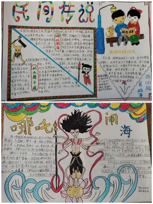 神话永恒的魅力 浮梁一小四5班手抄报集锦哪吒动画片手抄报主题手抄报