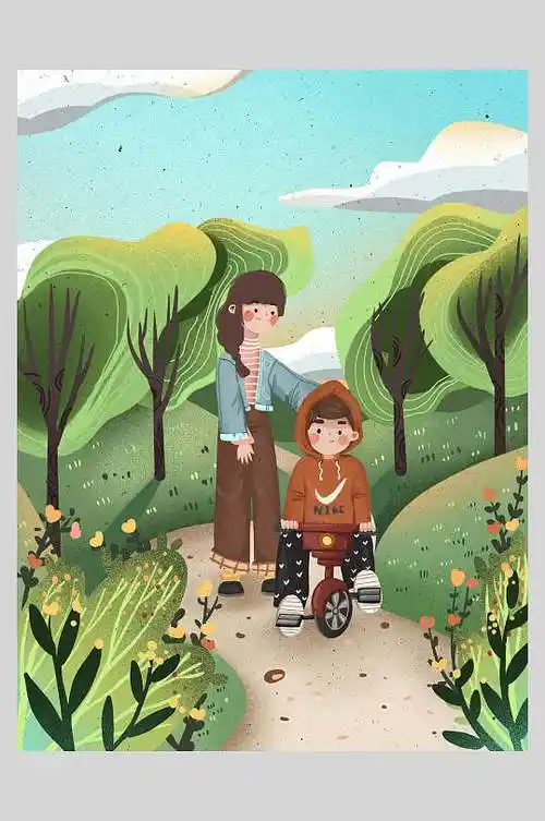 公园踏青插画图片-公园踏青插画素材下载-众图网