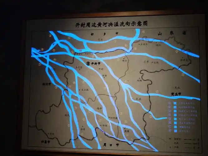 开封周边黄河决溢流向示意图