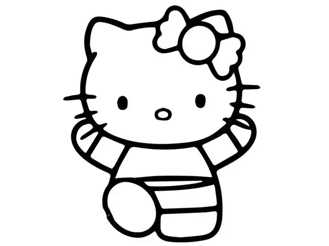 开心的kitty猫_简笔画 - 搜图案网