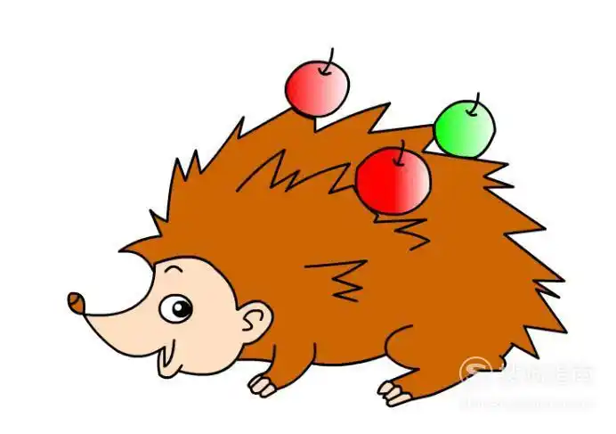 刺猬带苹果简笔画