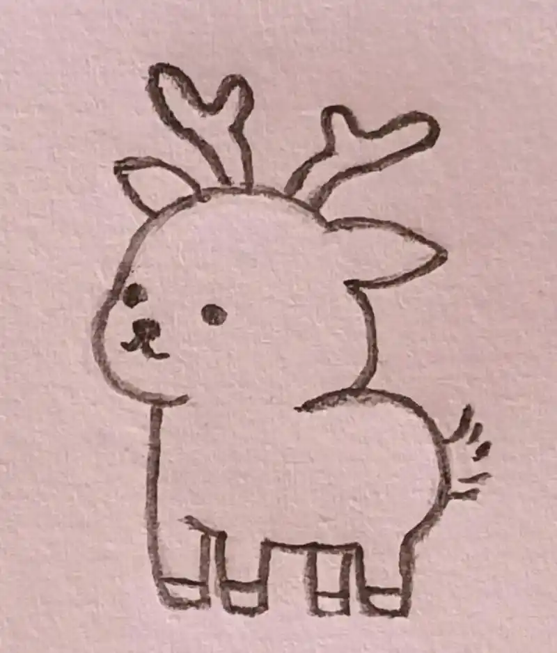 小鹿简笔画.临摹@小贝简笔画(小红书) #小鹿#可爱 #简笔 - 抖音