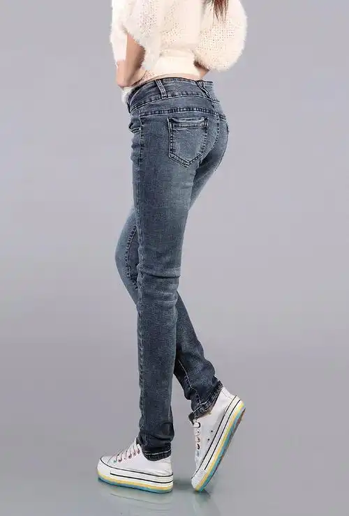 2015新品 休闲牛仔裤女 铅笔裤 显瘦弹性长裤 灰色 28