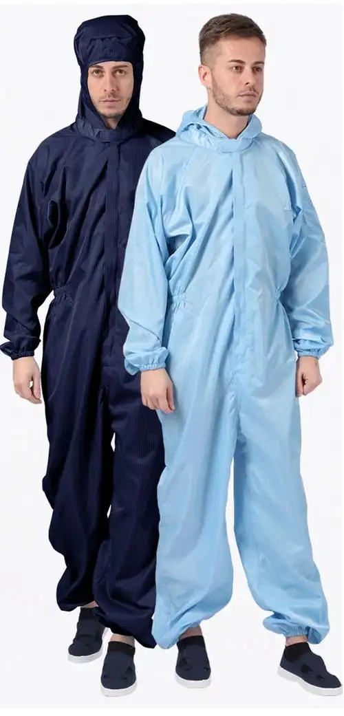 无尘服连体百级防静电车间电子厂带鞋透气套装静电衣男网格浅黄色三