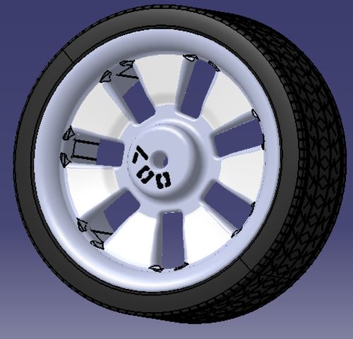300mm直径汽车轿车轮胎轮辋solidworks含参3d三维几何数模型stp