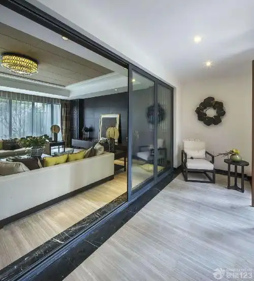 家庭中式客厅与阳台隔断装修效果图大全2020图片