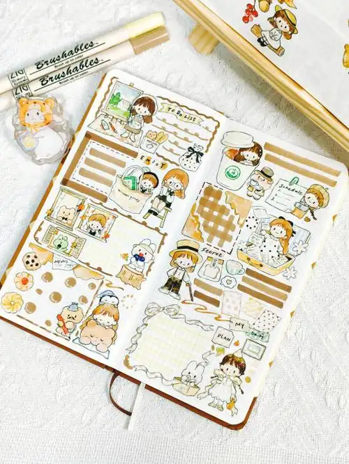 卓大王丨奶茶系列棕色调weeks手帐排版