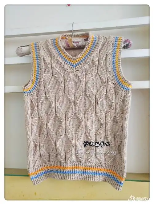 贝淇儿童棒针鸡心领背心