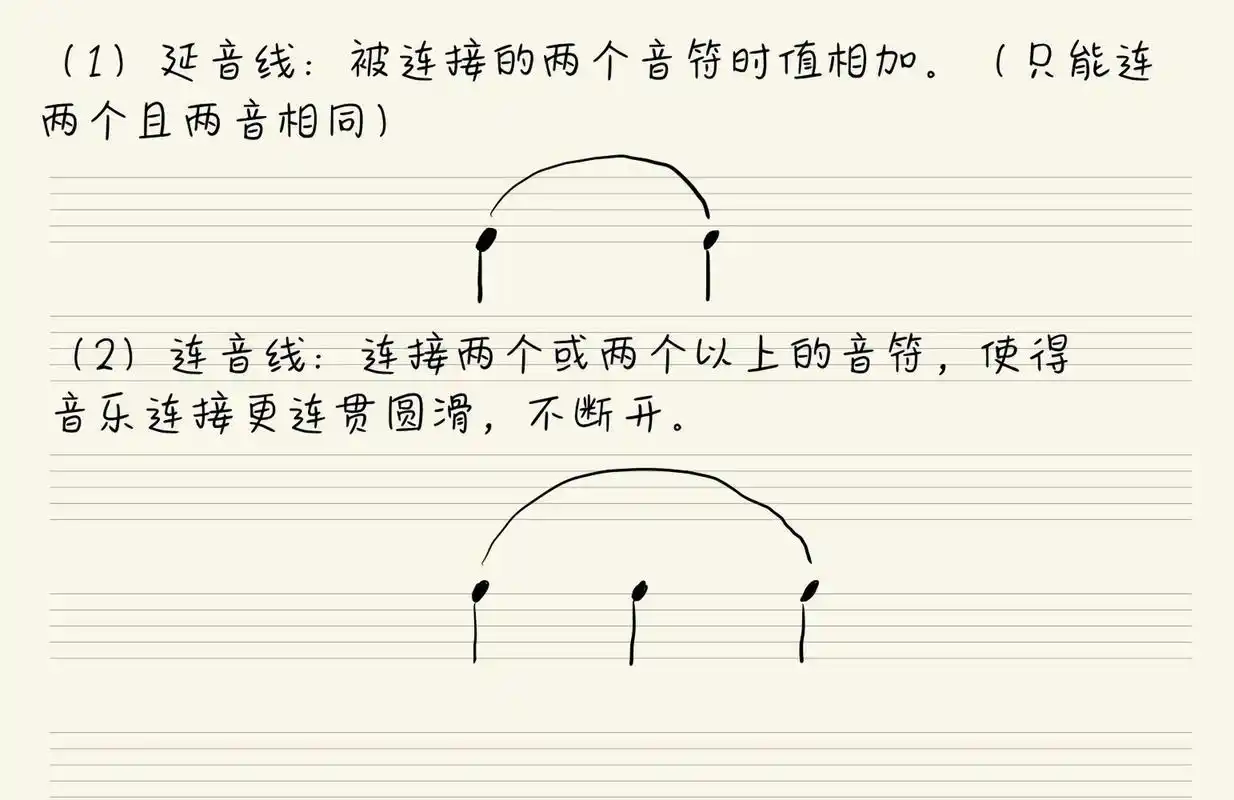 99基础乐理知识|第7期 延音线与连音线 02延音线与连音线 (1)延音