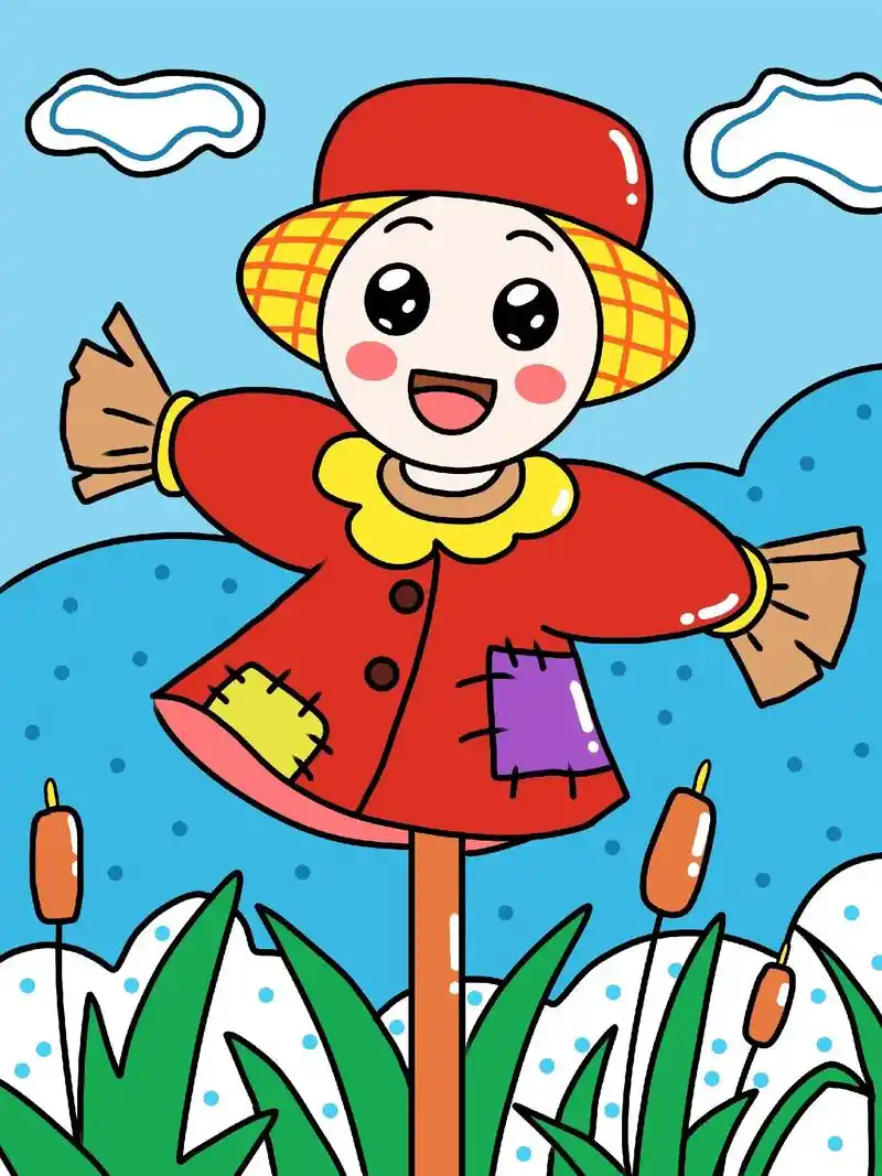 稻草人简笔画#简笔画 #儿童画 #儿童简笔画 #秋 - 抖音