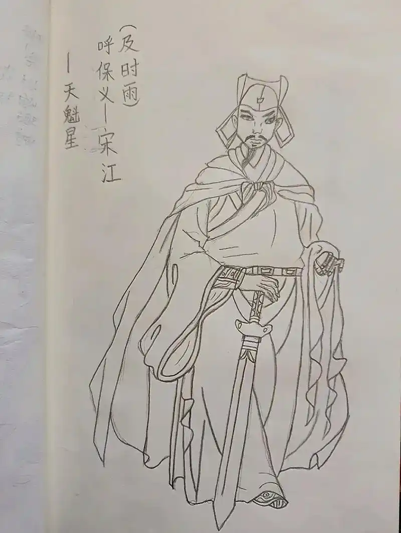 临摹水浒人物画像——宋江,卢俊义,吴用,公孙胜#水浒传  - 抖音