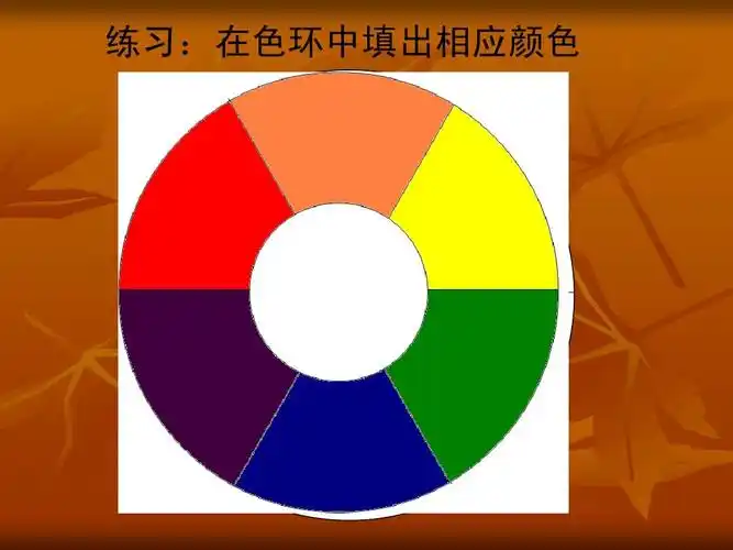 美术可以表达主观情感 练习:在色环中填出相应颜色