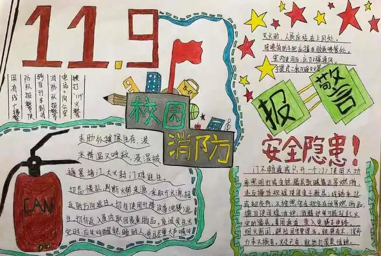 安全伴我成长——咸宁东方外国语学校初小学部消防安全手抄报大赛