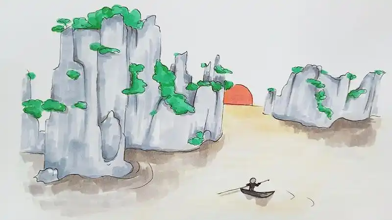 幼儿山水简笔画彩色